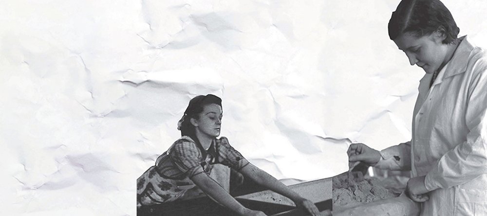 dwie postacie łódzkich prządek z okładki książki