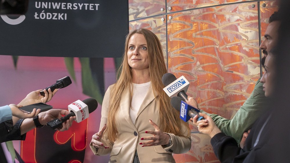 Katarzyna Wszoła podczas briefingu