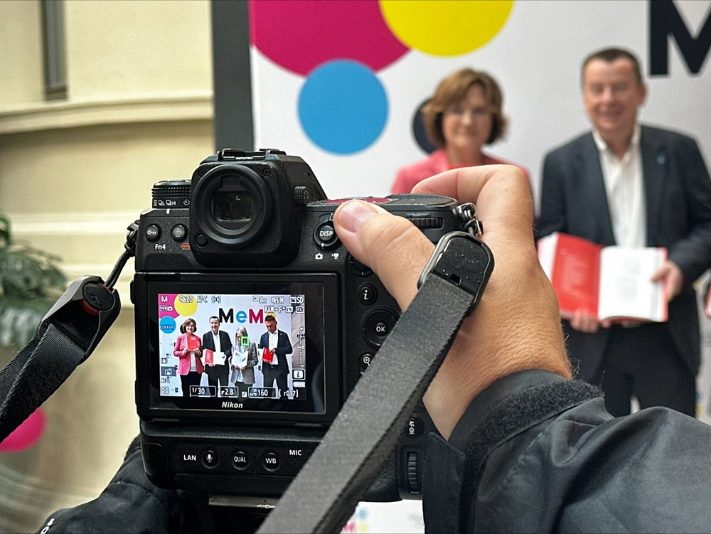 Participants of the press conference announcing the premiere of the 5th volume of the monograph "Łódź poprzez wieki. Rozmowy jak przy kawie Łódź"