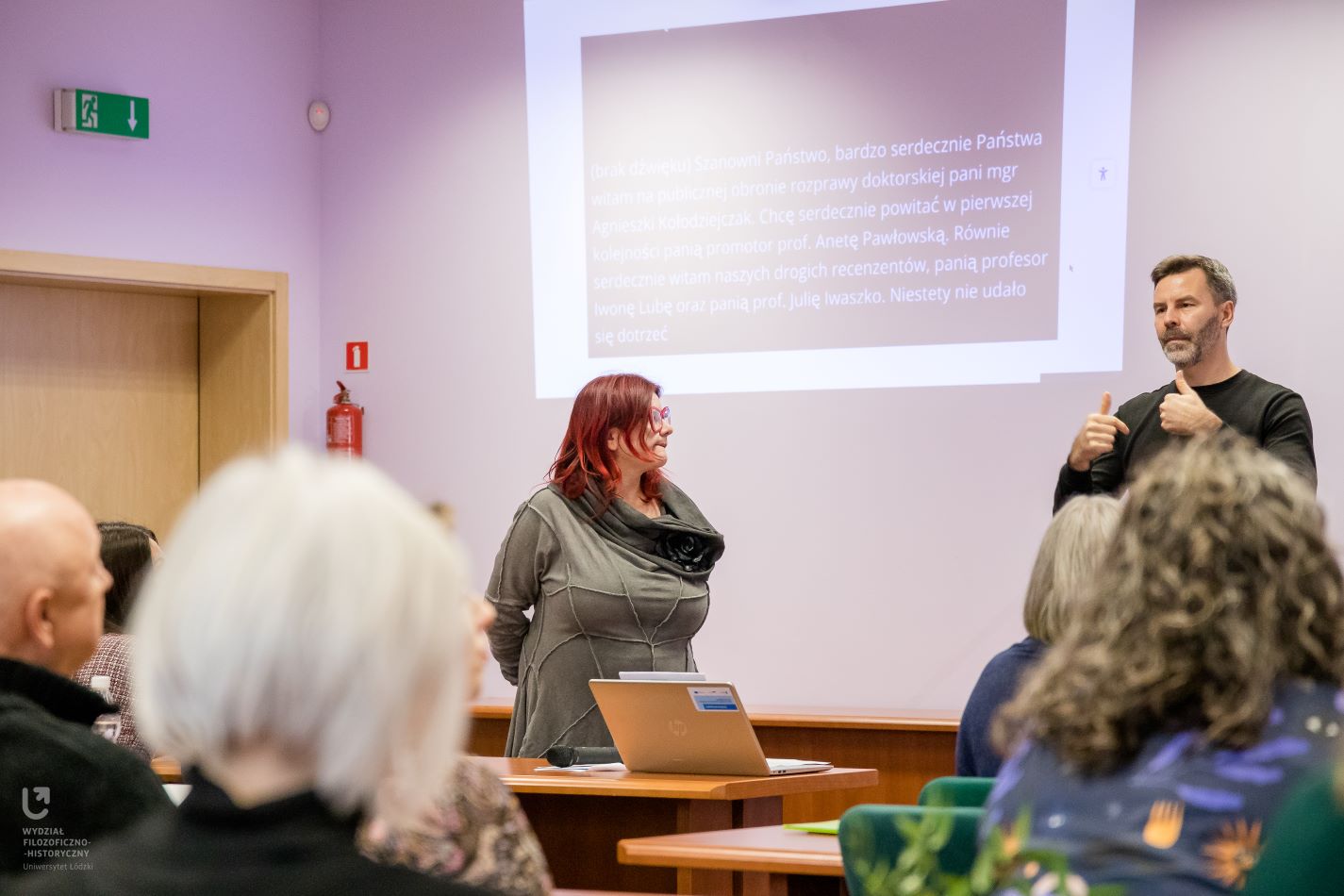 Agnieszka Kołodziejczak podczas obrony doktoratu 